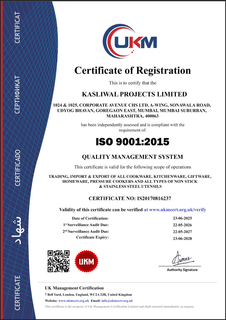 ISO Certificate Kasliwal